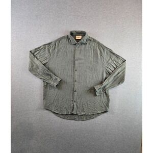 YoungLA 825 Shirt Mens XL Olive Linen Blend Long Sleeve Button Down Lightweight